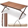 SKONYON Portable Heavy-Duty Aluminum Camping Table Folding Picnic Table Embedded Design Table with Carry Bag
