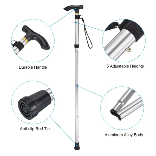 Unique Bargains Aluminum Alloy Quick Lock Collapsible Hiking Trekking Pole 33-37 Inch