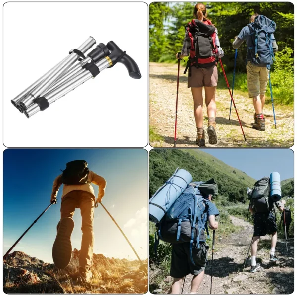 Unique Bargains Aluminum Alloy Quick Lock Collapsible Hiking Trekking Pole 33-37 Inch